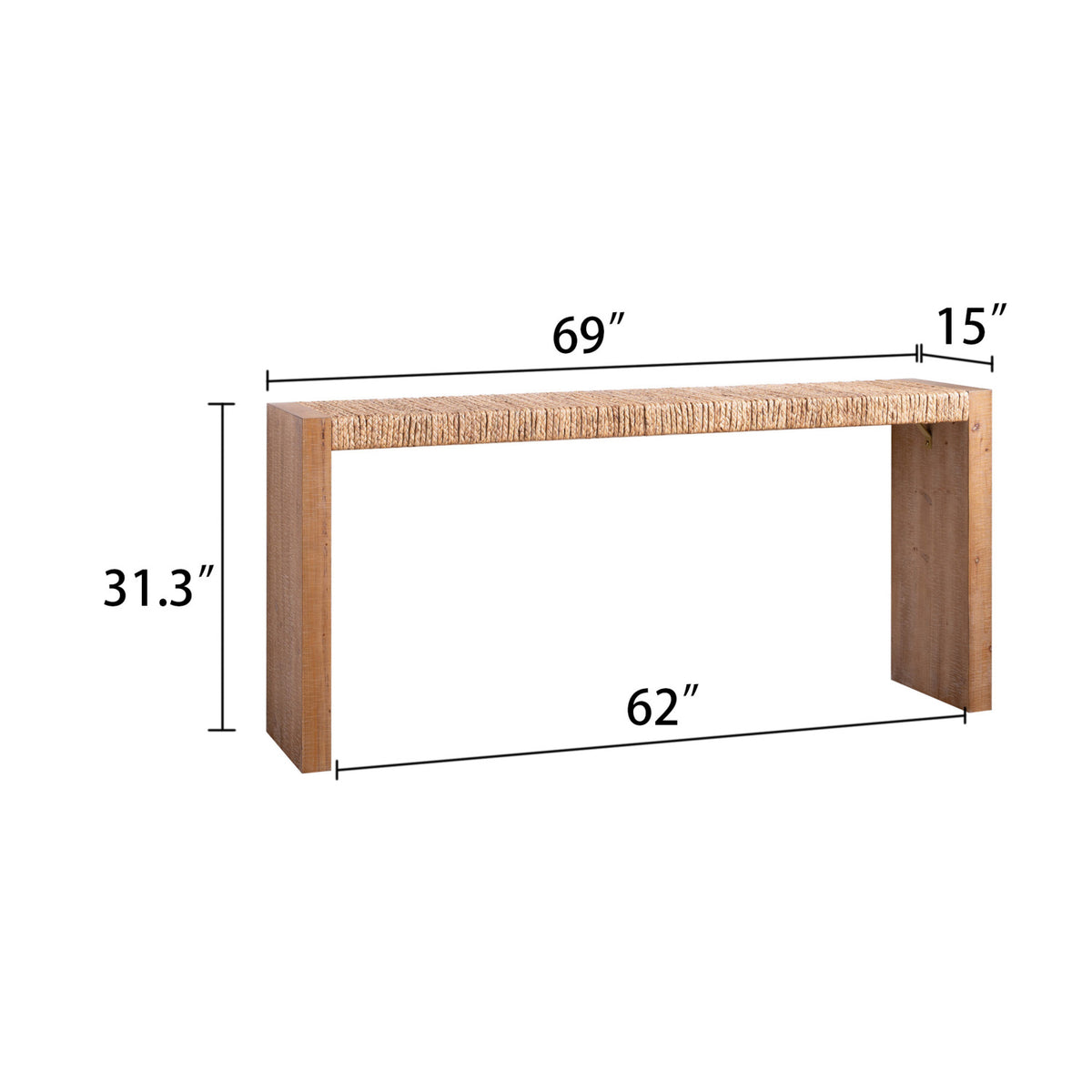 Modern European furniture - 69" Handwoven Natural Seagrass Console Table - www.oroa.com