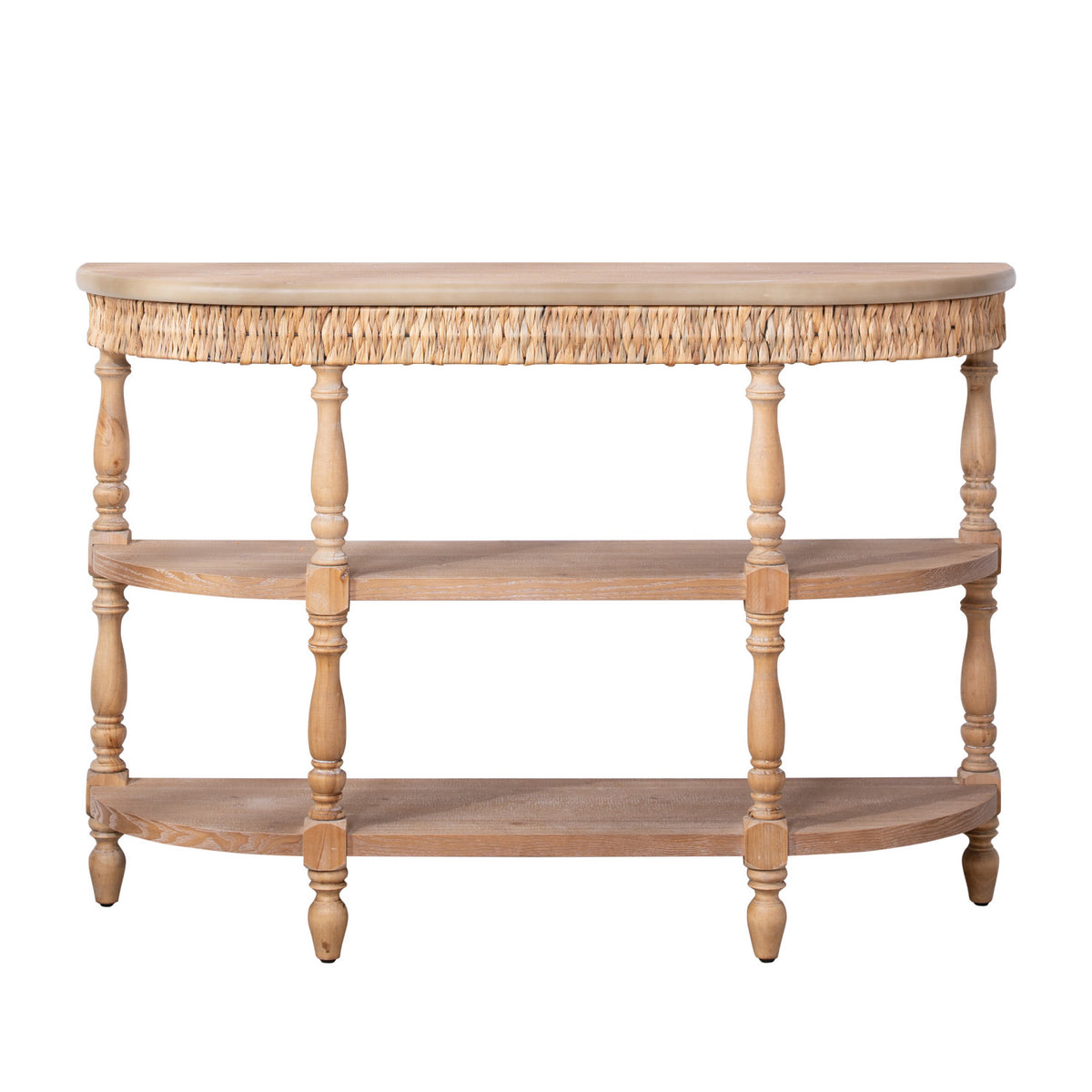 Modern European furniture - Handcrafted Wood Console Table with Woven Trim - www.oroa.com