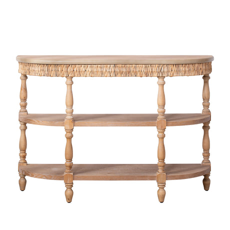 Modern European furniture - Handcrafted Wood Console Table with Woven Trim - www.oroa.com