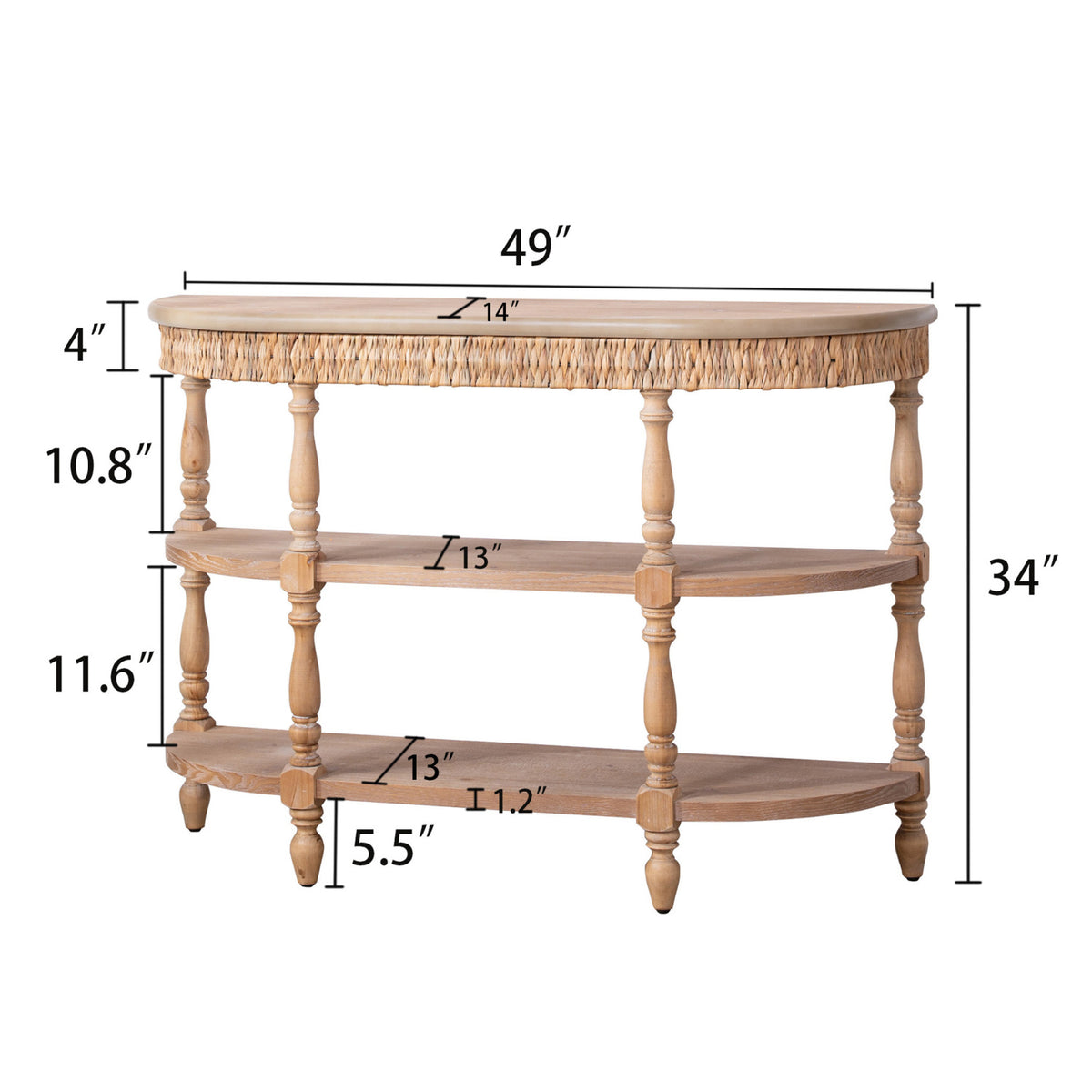 Modern European furniture - Handcrafted Wood Console Table with Woven Trim - www.oroa.com