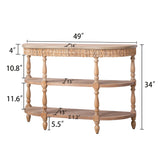 Modern European furniture - Handcrafted Wood Console Table with Woven Trim - www.oroa.com