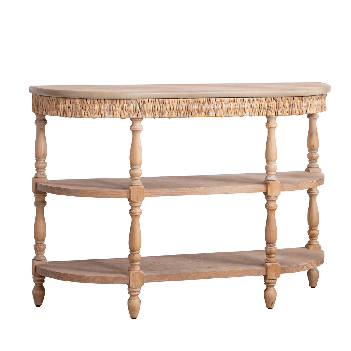 Modern European furniture - Handcrafted Wood Console Table with Woven Trim - www.oroa.com
