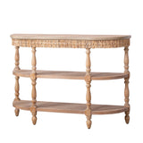 Modern European furniture - Handcrafted Wood Console Table with Woven Trim - www.oroa.com