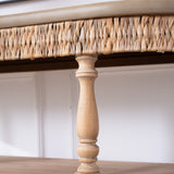 Modern European furniture - Handcrafted Wood Console Table with Woven Trim - www.oroa.com