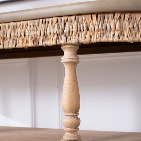 Modern European furniture - Handcrafted Wood Console Table with Woven Trim - www.oroa.com