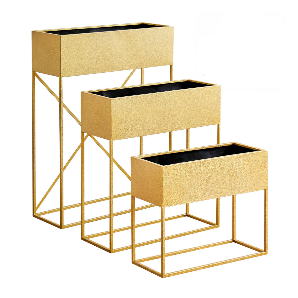 3-Pack Gold Metal Elevated Planter Stands | OROA