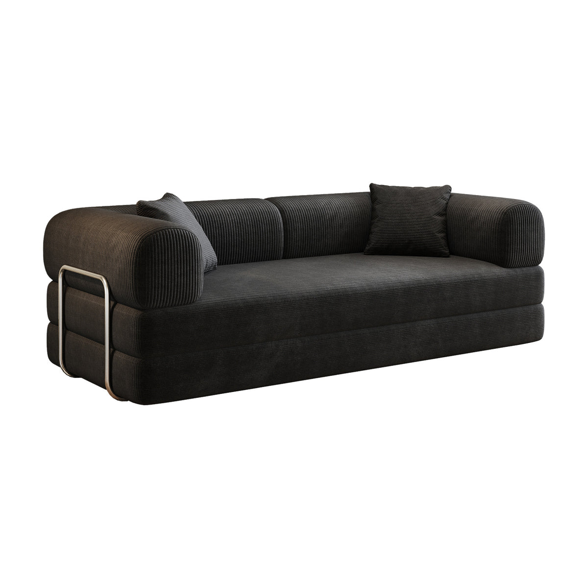 Modern European furniture - Black Corduroy Convertible Floor Sofa Bed - www.oroa.com