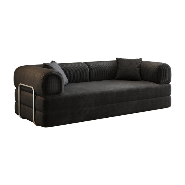 Modern European furniture - Black Corduroy Convertible Floor Sofa Bed - www.oroa.com