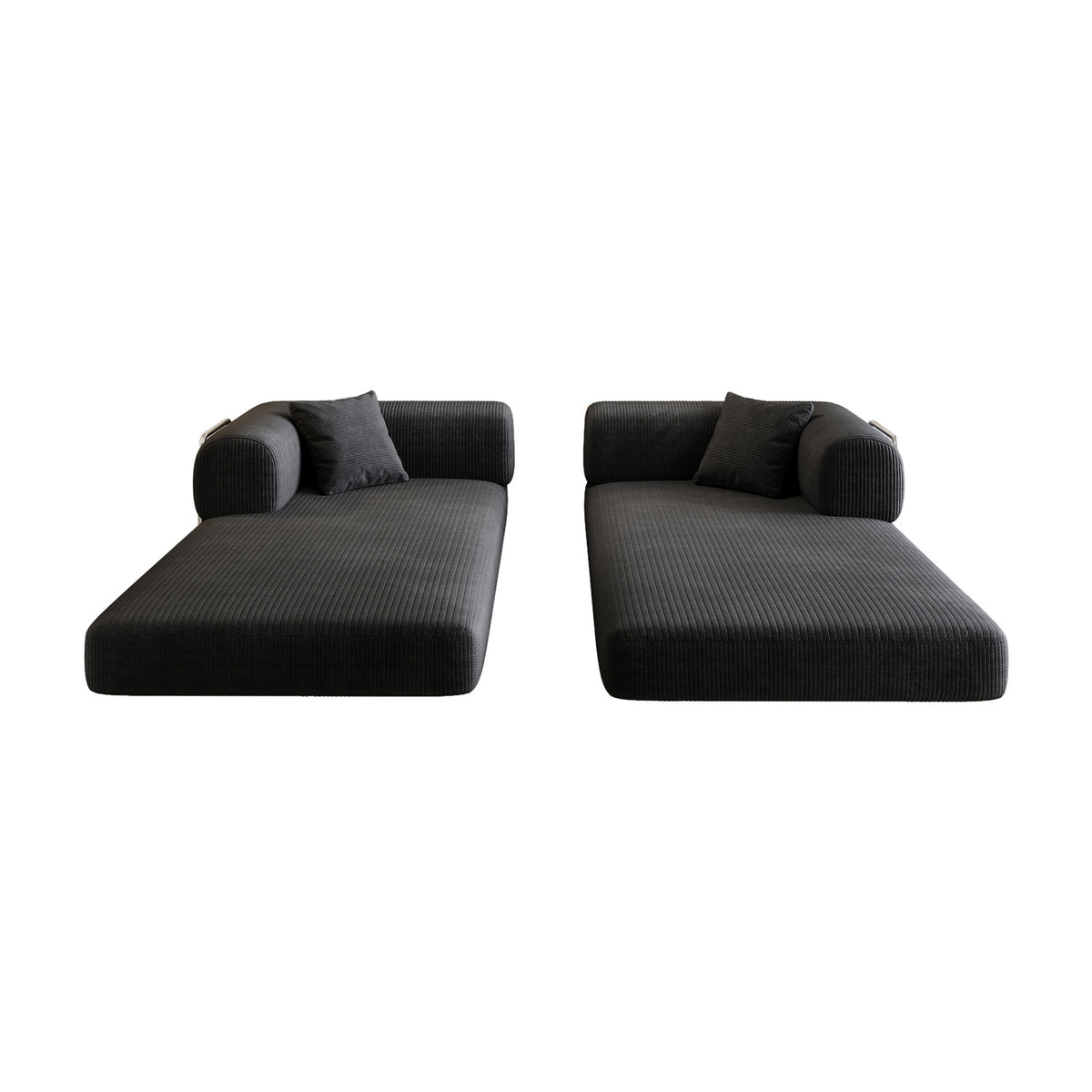 Modern European furniture - Black Corduroy Convertible Floor Sofa Bed - www.oroa.com