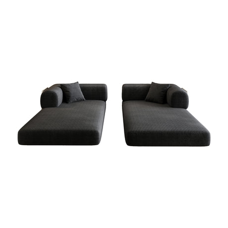 Modern European furniture - Black Corduroy Convertible Floor Sofa Bed - www.oroa.com