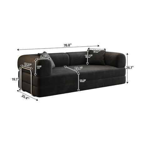 Modern European furniture - Black Corduroy Convertible Floor Sofa Bed - www.oroa.com
