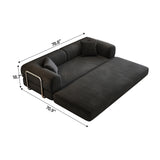Modern European furniture - Black Corduroy Convertible Floor Sofa Bed - www.oroa.com