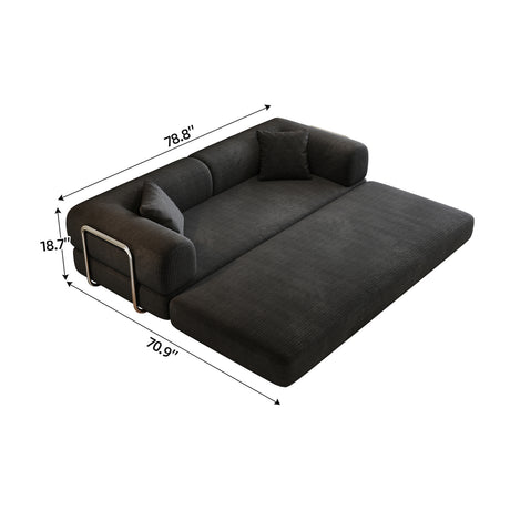 Modern European furniture - Black Corduroy Convertible Floor Sofa Bed - www.oroa.com
