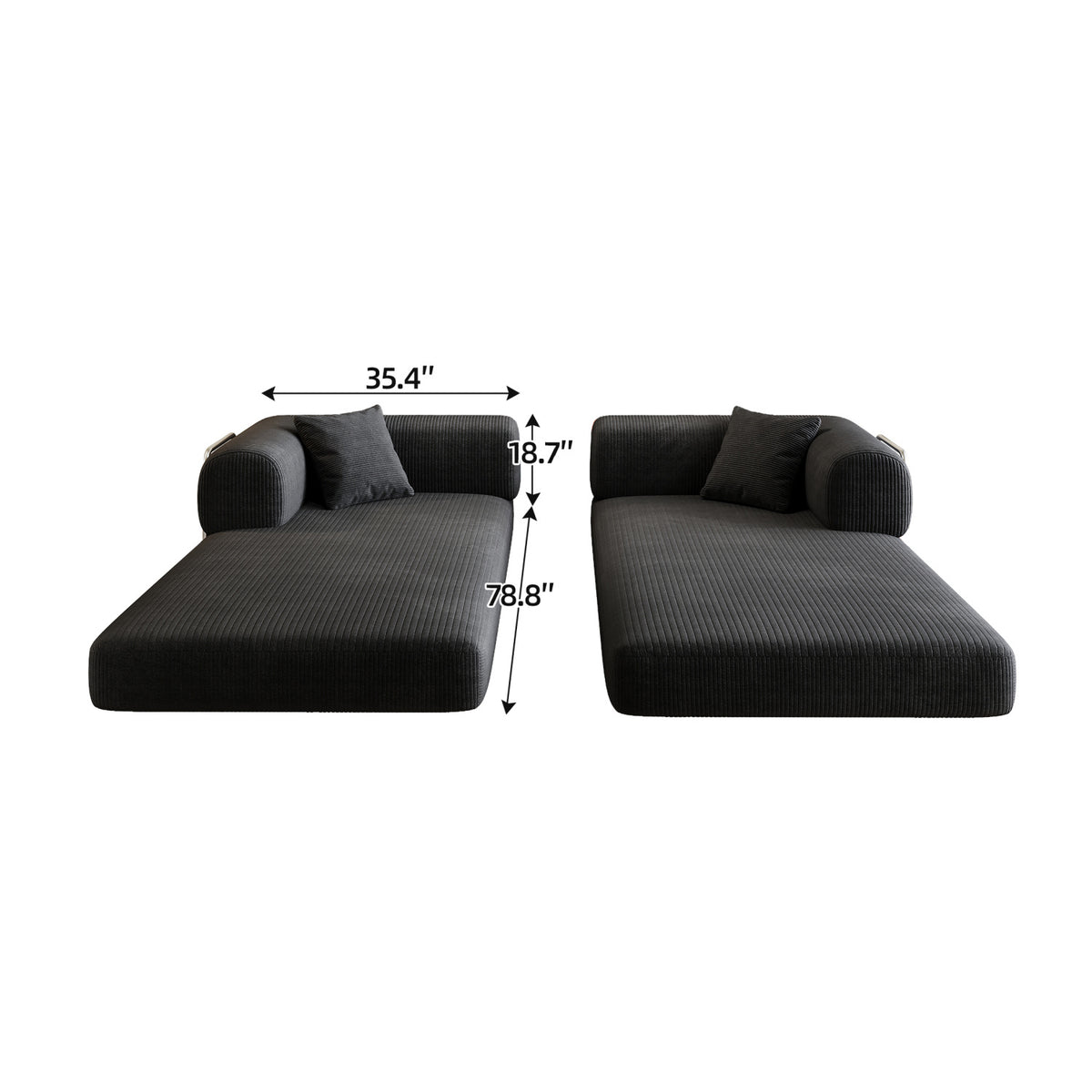 Modern European furniture - Black Corduroy Convertible Floor Sofa Bed - www.oroa.com