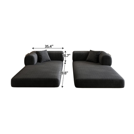 Modern European furniture - Black Corduroy Convertible Floor Sofa Bed - www.oroa.com