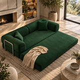 Green Corduroy Convertible Floor Sofa Bed | OROA