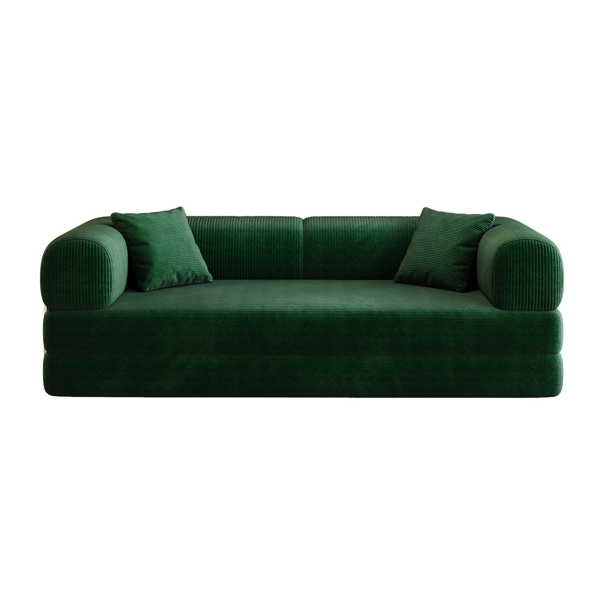 Green Corduroy Convertible Floor Sofa Bed | OROA