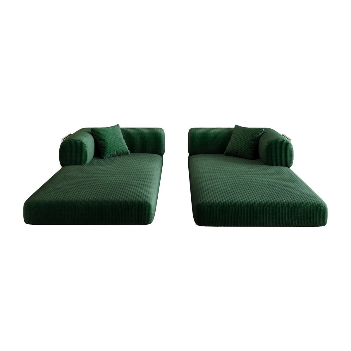 Green Corduroy Convertible Floor Sofa Bed | OROA