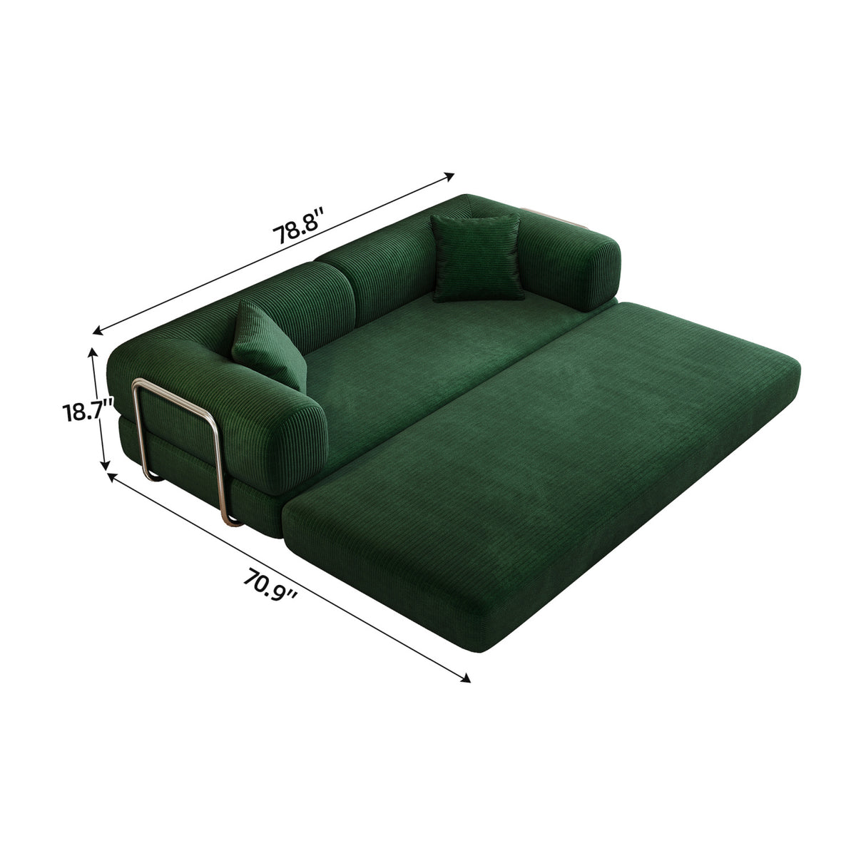 Green Corduroy Convertible Floor Sofa Bed | OROA