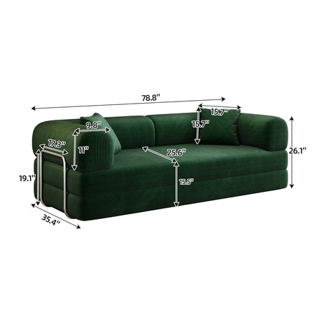 Green Corduroy Convertible Floor Sofa Bed - OROA - view 10