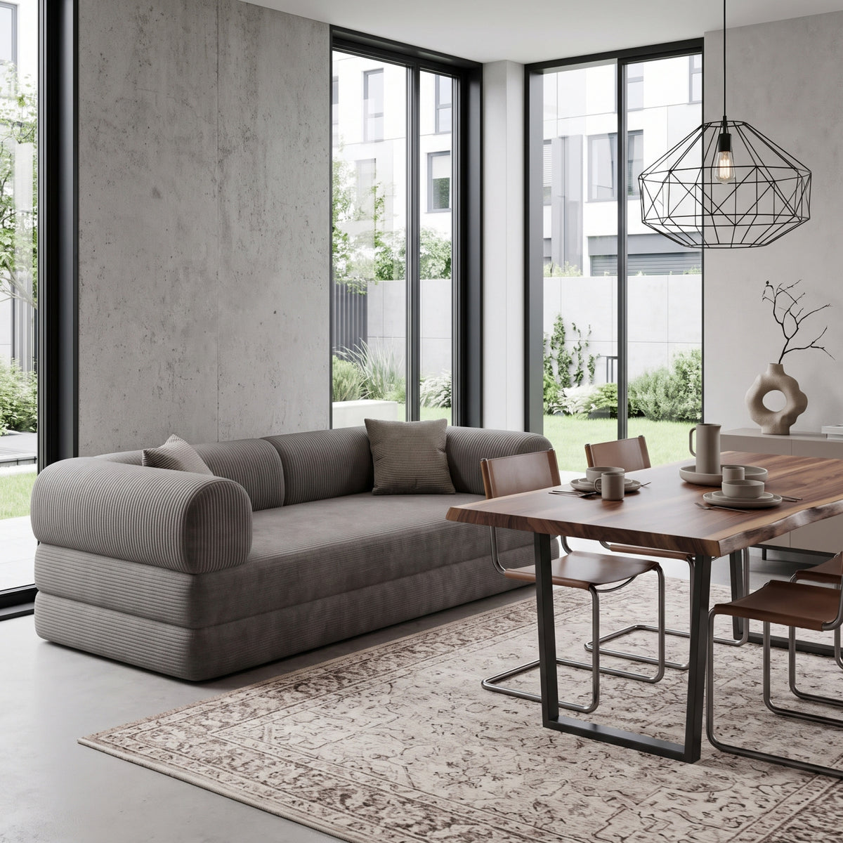 Gray Fabric Convertible Sofa Bed | OROA