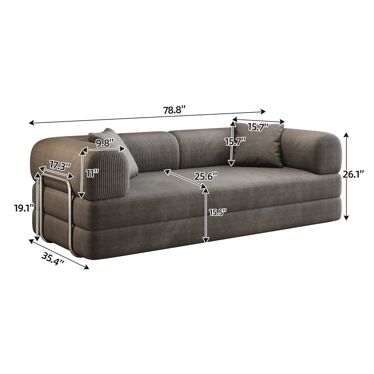 Gray Fabric Convertible Sofa Bed | OROA