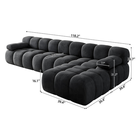 Modern European furniture - Channel Tufted Sectional Sofa - www.oroa.com