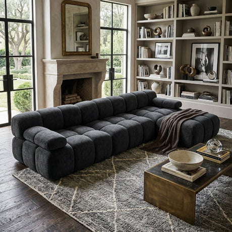 Modern European furniture - Channel Tufted Sectional Sofa - www.oroa.com