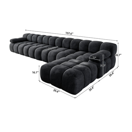Modern European furniture - Dark Gray Upholstered Sectional Sofa - www.oroa.com