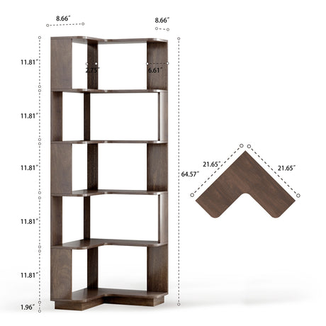 6 Tier L-Shaped Corner Bookshelf | OROA