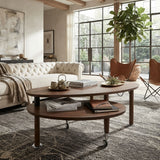 Walnut Oak Veneer Rotatable Swivel Coffee Table | OROA