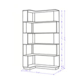 Dark Brown 5-Tier L-Shaped Corner Bookshelf | OROA