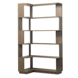Dark Brown 5-Tier L-Shaped Corner Bookshelf | OROA