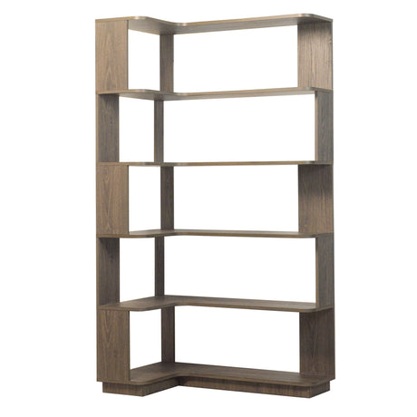 Modern European furniture - Dark Brown 5-Tier L-Shaped Corner Bookshelf - www.oroa.com