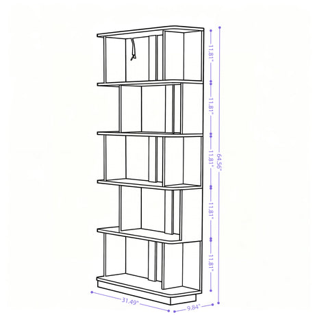 Modern European furniture - 5-Tier Dark Brown Oak Bookcase - www.oroa.com
