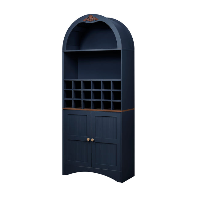 Modern European furniture - Arched Wood Wine Cabinet with Adjustable Shelves - www.oroa.com