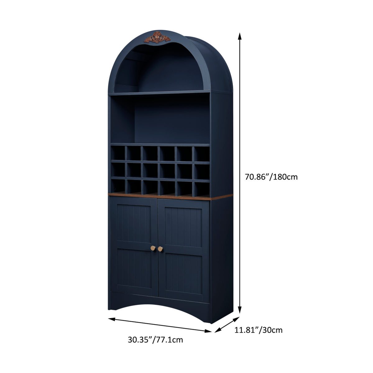 Modern European furniture - Arched Wood Wine Cabinet with Adjustable Shelves - www.oroa.com
