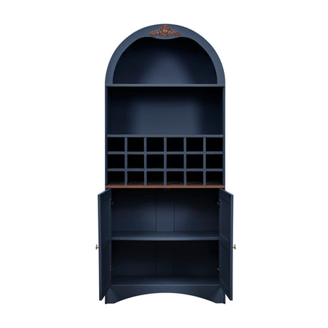 Modern European furniture - Arched Wood Wine Cabinet with Adjustable Shelves - www.oroa.com