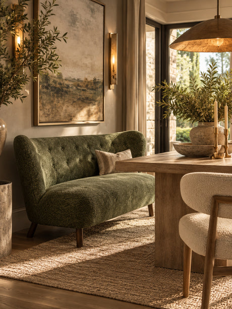 Olive Green Nordic Chair Laid-back Loveseat | OROA