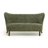 Olive Green Nordic Chair Laid-back Loveseat | OROA
