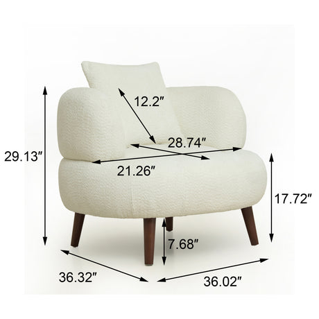 Nordic White Chenille Bucket Chair with Ottoman | OROA