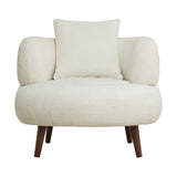 Nordic White Chenille Bucket Chair with Ottoman | OROA
