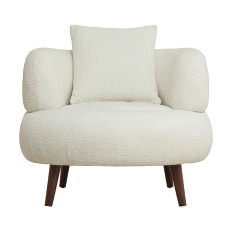 Nordic White Chenille Bucket Chair with Ottoman | OROA