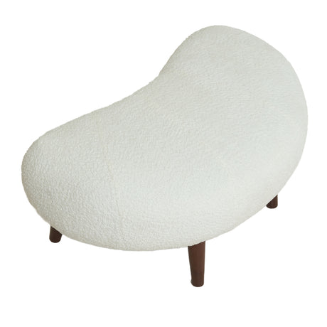 Nordic White Chenille Bucket Chair with Ottoman | OROA