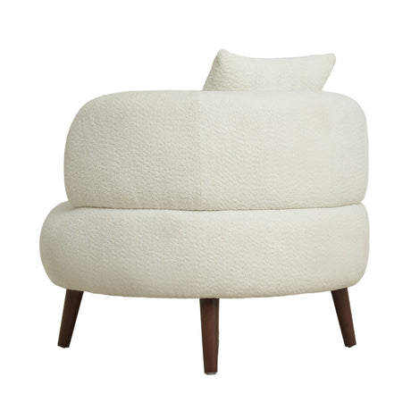 Nordic White Chenille Bucket Chair with Ottoman | OROA
