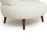 Nordic White Chenille Bucket Chair with Ottoman | OROA