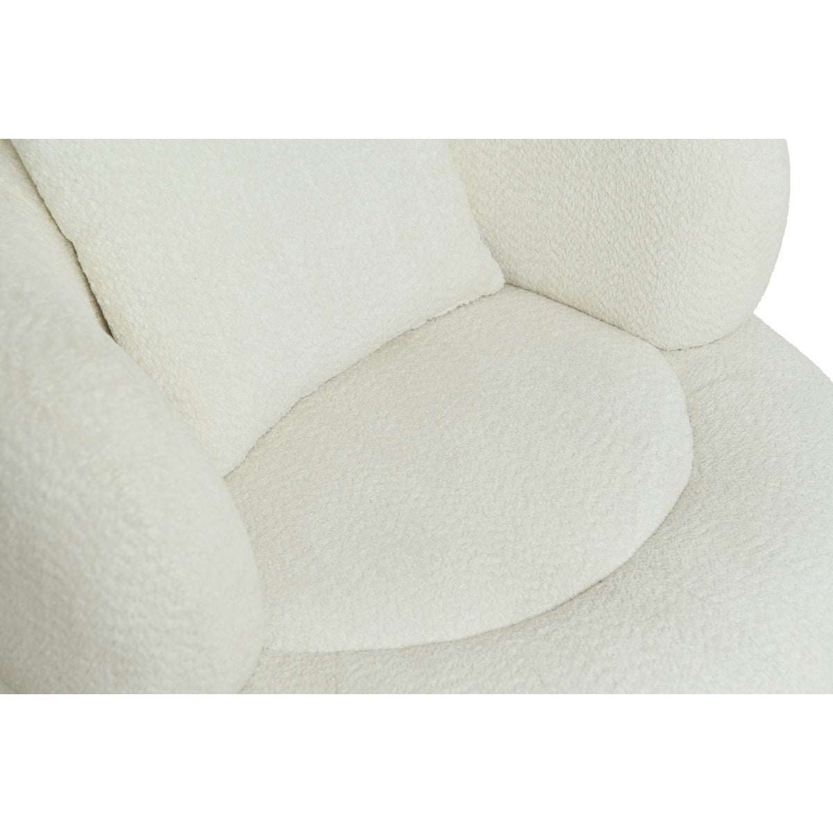 Nordic White Chenille Bucket Chair with Ottoman | OROA