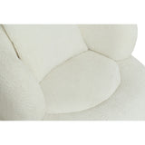 Nordic White Chenille Bucket Chair with Ottoman | OROA