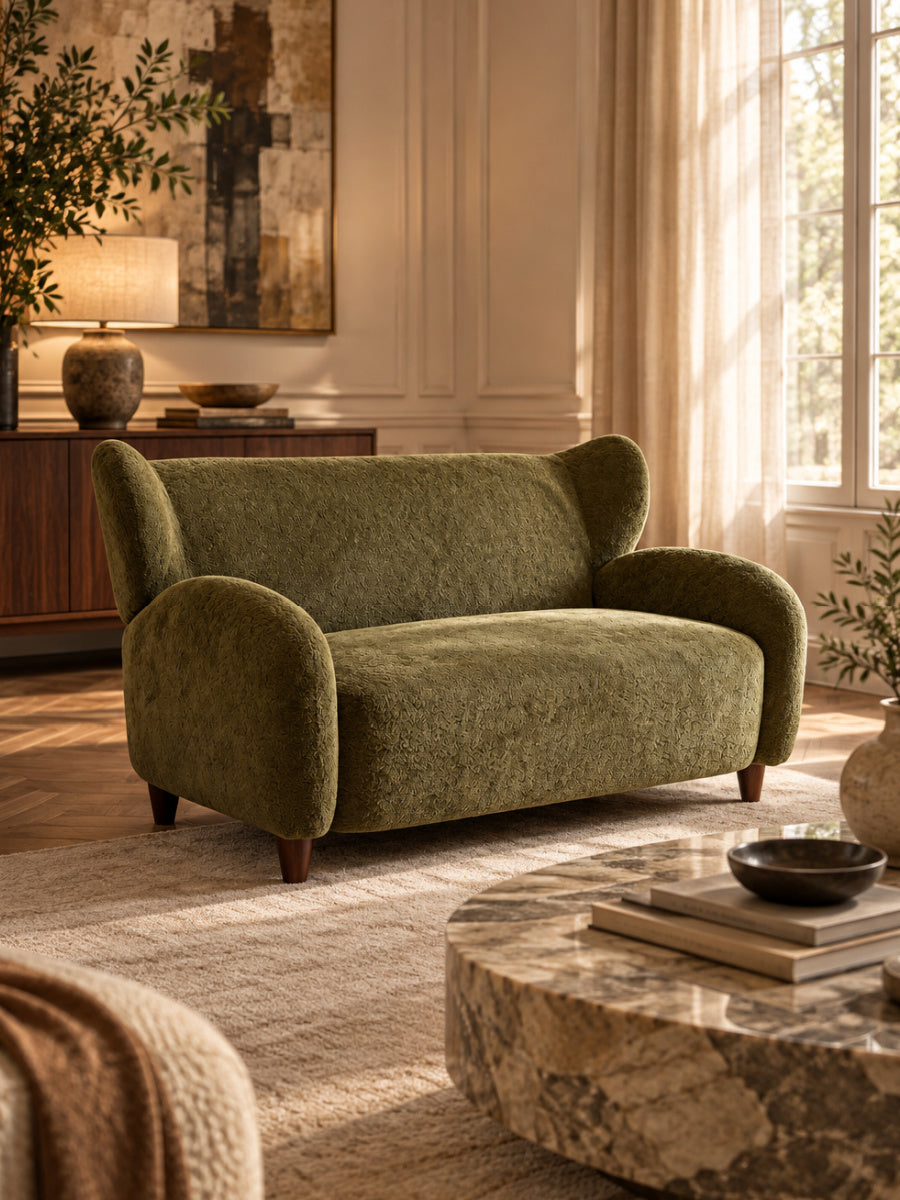 Modern European furniture - Curved Backrest Loveseat Sofa - www.oroa.com