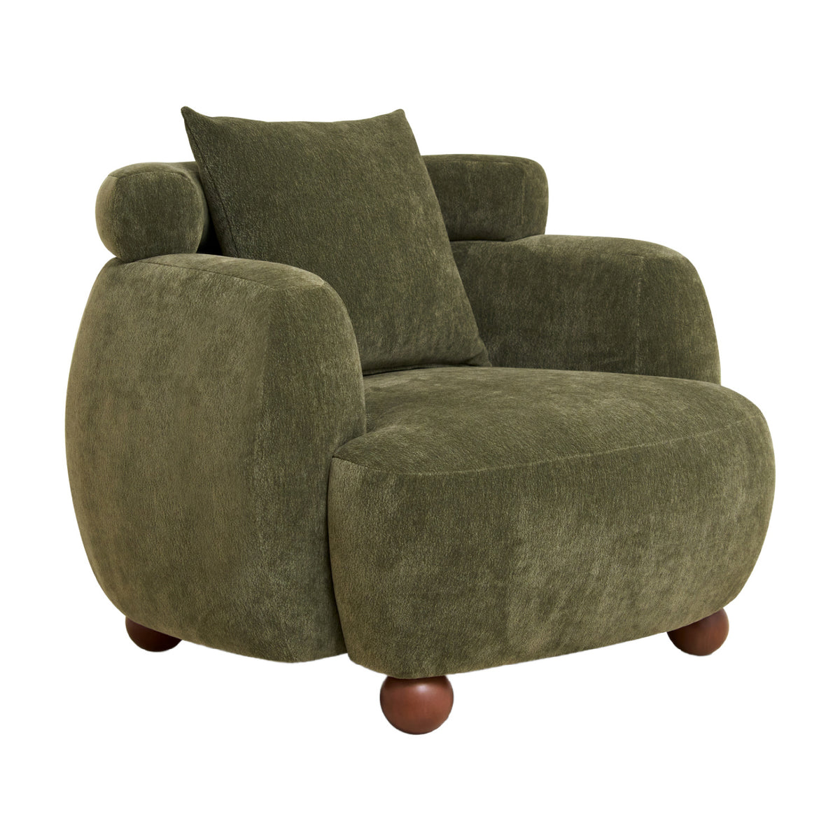 Nordic Olive Green Chenille Bucket Club Chair | OROA
